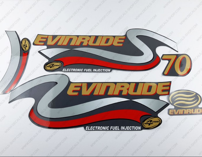 Evinrude 70HP Four Stroke Gold Outboard Decal Kit